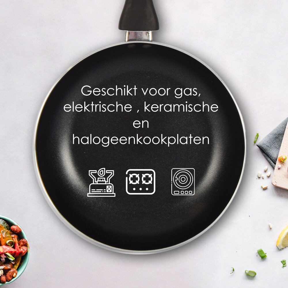 Discountershop Frying pan | frying pans | Aluminum | BLACK | induction hob | Round | Wok pan | 440g | Frying pan for induction | 43cm*24cm*4.50cm Discountershop Frying pan | frying pans | Aluminum | BLACK | induction hob | Round | Wok pan | 440g | Frying pan for induction | 43cm*24cm*4.50cm