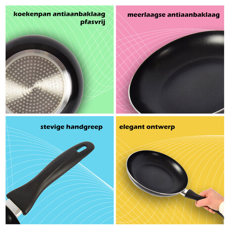 Discountershop Frying pan | frying pans | Aluminum | BLACK | induction hob | Round | Wok pan | 440g | Frying pan for induction | 43cm*24cm*4.50cm Discountershop Frying pan | frying pans | Aluminum | BLACK | induction hob | Round | Wok pan | 440g | Frying pan for induction | 43cm*24cm*4.50cm
