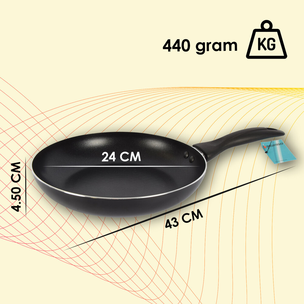 Discountershop Frying pan | frying pans | Aluminum | BLACK | induction hob | Round | Wok pan | 440g | Frying pan for induction | 43cm*24cm*4.50cm Discountershop Frying pan | frying pans | Aluminum | BLACK | induction hob | Round | Wok pan | 440g | Frying pan for induction | 43cm*24cm*4.50cm