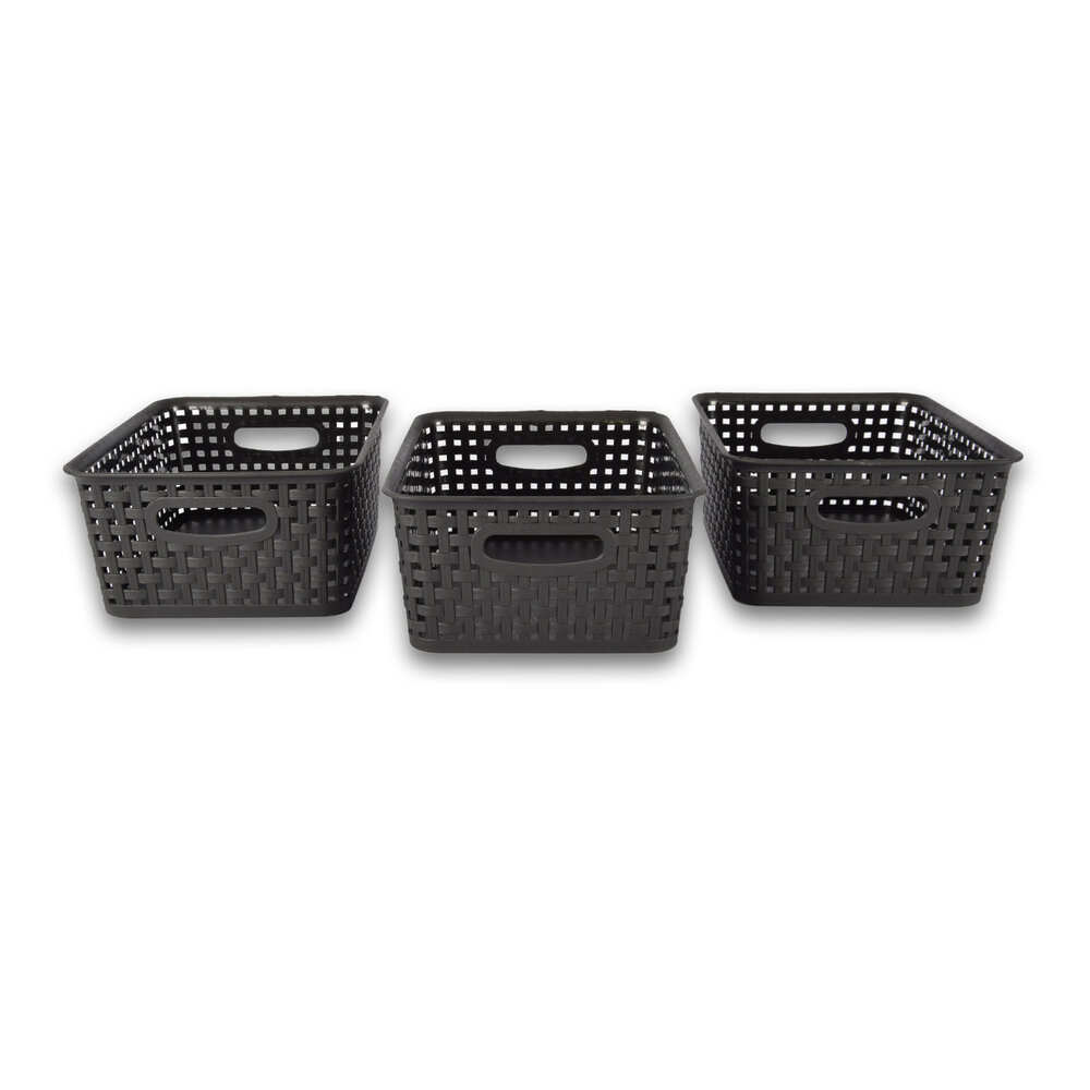 Discountershop 3x Storage basket | Storage tray |5 liters | Black storage unit 25.x20x10. cm Rattan Discountershop 3x Storage basket | Storage tray |5 liters | Black storage unit 25.x20x10. cm Rattan