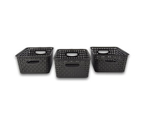 Discountershop 3x Opbergmand | Opbergbakje |5 liter | Zwarte opberger 25.x20x10. cm Rattan Discountershop 3x Opbergmand | Opbergbakje |5 liter | Zwarte opberger 25.x20x10. cm Rattan