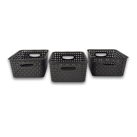 Discountershop 3x Storage basket | Storage tray |5 liters | Black storage unit 25.x20x10. cm Rattan Discountershop 3x Storage basket | Storage tray |5 liters | Black storage unit 25.x20x10. cm Rattan