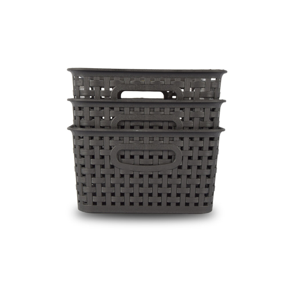 Discountershop 3x Storage basket | Storage tray |5 liters | Black storage unit 25.x20x10. cm Rattan Discountershop 3x Storage basket | Storage tray |5 liters | Black storage unit 25.x20x10. cm Rattan
