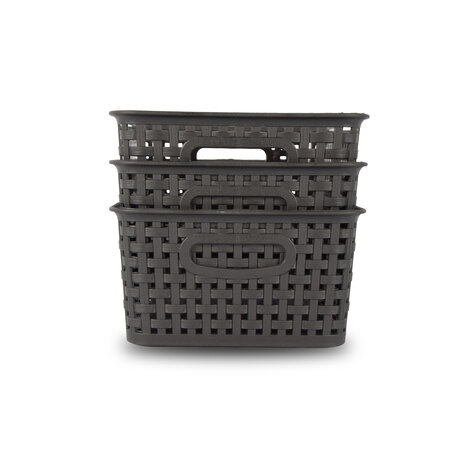Discountershop 3x Opbergmand | Opbergbakje |5 liter | Zwarte opberger 25.x20x10. cm Rattan Discountershop 3x Opbergmand | Opbergbakje |5 liter | Zwarte opberger 25.x20x10. cm Rattan
