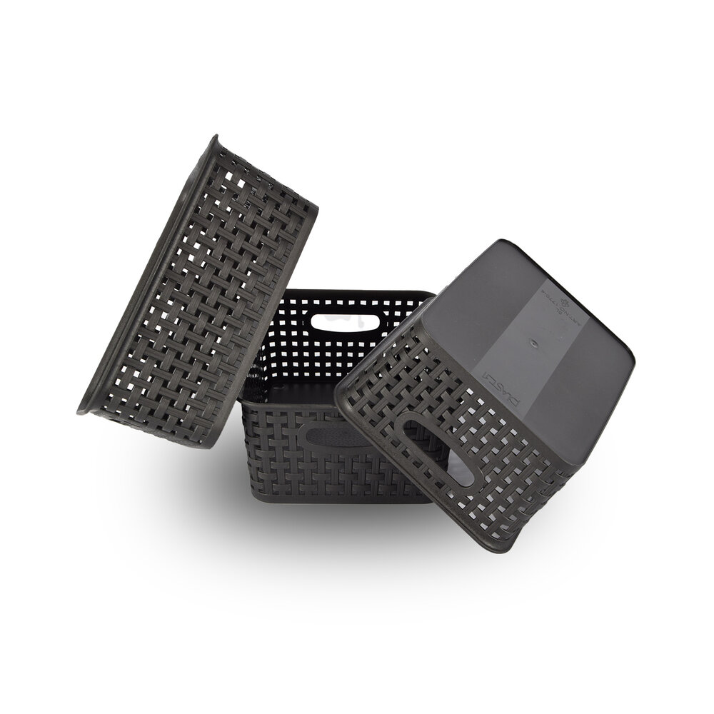 Discountershop 3x Opbergmand | Opbergbakje |5 liter | Zwarte opberger 25.x20x10. cm Rattan Discountershop 3x Opbergmand | Opbergbakje |5 liter | Zwarte opberger 25.x20x10. cm Rattan