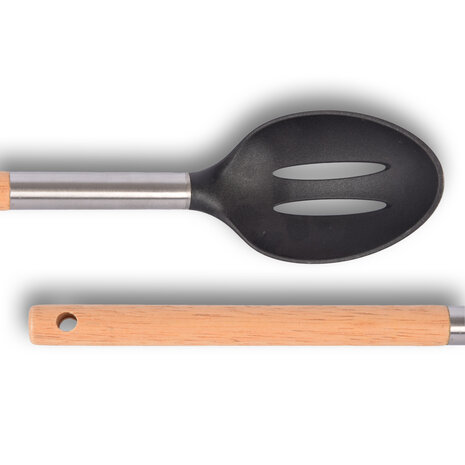 Alpina Multifunctional Skimmer | Blank Silver Black | Wood Stainless Steel | Dishwasher Safe | 34 cm | Lightweight for Straining & More | Ideal for Cooking & Serving Alpina Multifunctional Skimmer | Blank Silver Black | Wood Stainless Steel | Dishwasher Safe | 34 cm | Lightweight for Straining & More | Ideal for Cooking & Serving