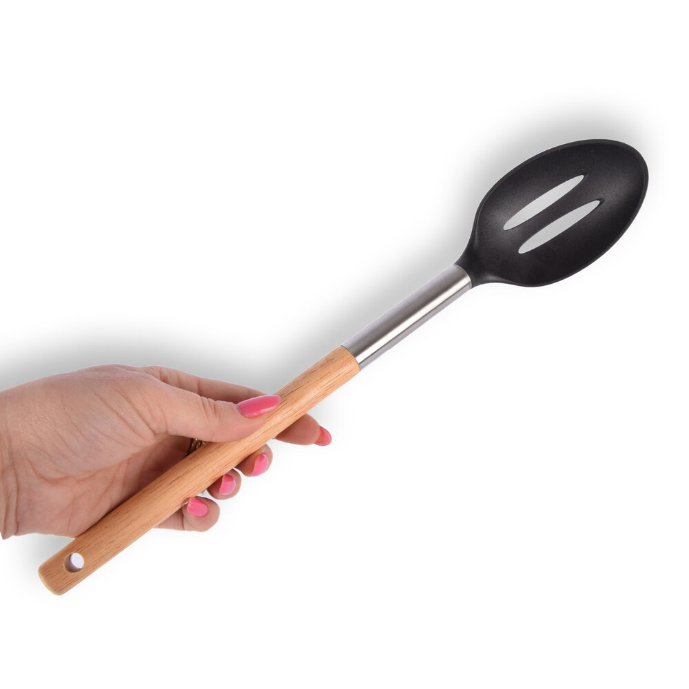 Alpina Multifunctionele Schuimspaan |  Blank Zilver Zwart | Hout RVS | Vaatwasser Veilig | 34 cm | Lichtgewicht voor Restaurantlepels Zeven & Meer | Ideaal voor Koken & Tafelen Alpina Multifunctionele Schuimspaan |  Blank Zilver Zwart | Hout RVS | Vaatwasser Veilig | 34 cm | Lichtgewicht voor Restaurantlepels Zeven & Meer | Ideaal voor Koken & Tafelen