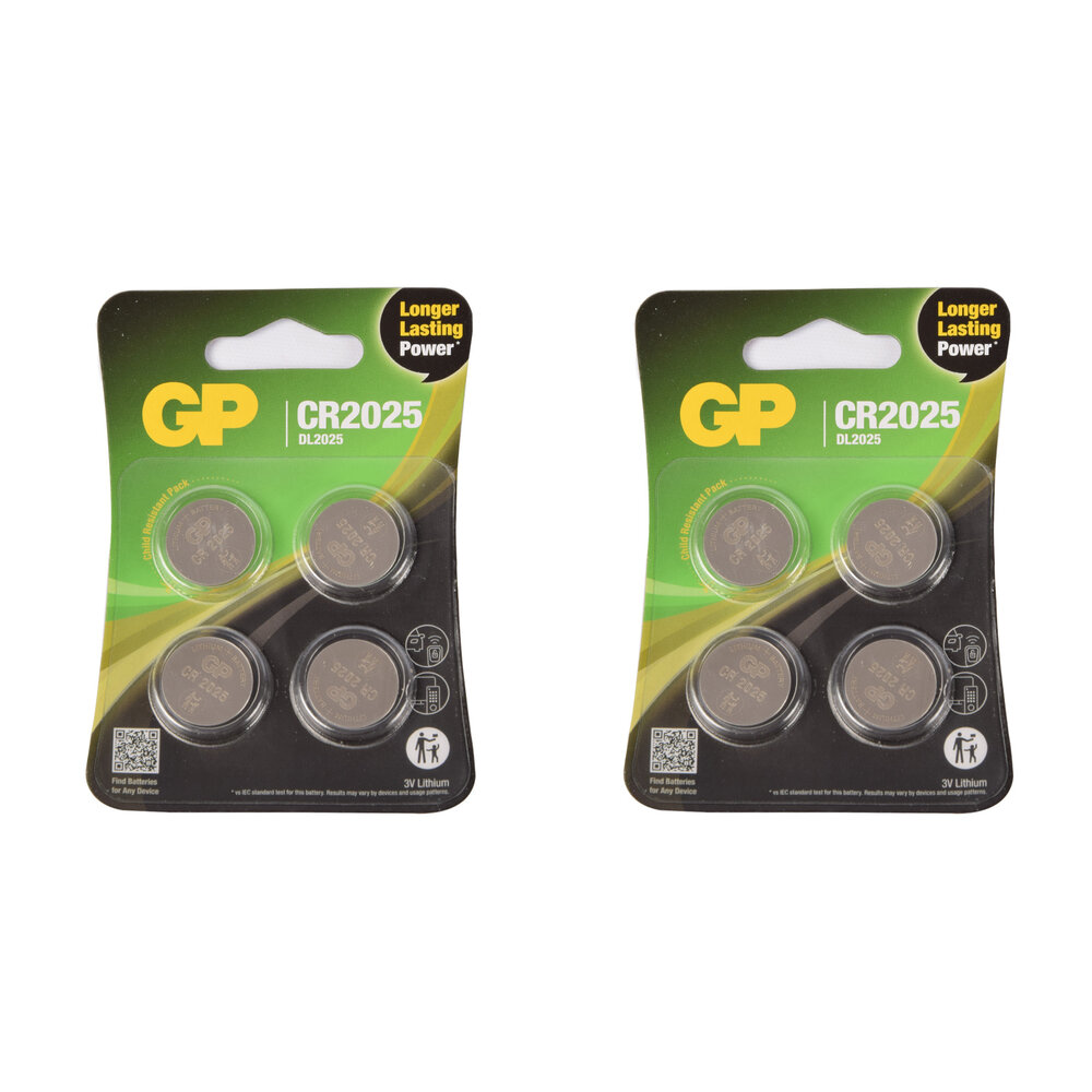 Discountershop Button Cell Battery CR2025 3V – 2 Set of 4 Pieces Each - Lithium Technology | Reliable Energy for Electronics and DIY Discountershop Button Cell Battery CR2025 3V – 2 Set of 4 Pieces Each - Lithium Technology | Reliable Energy for Electronics and DIY