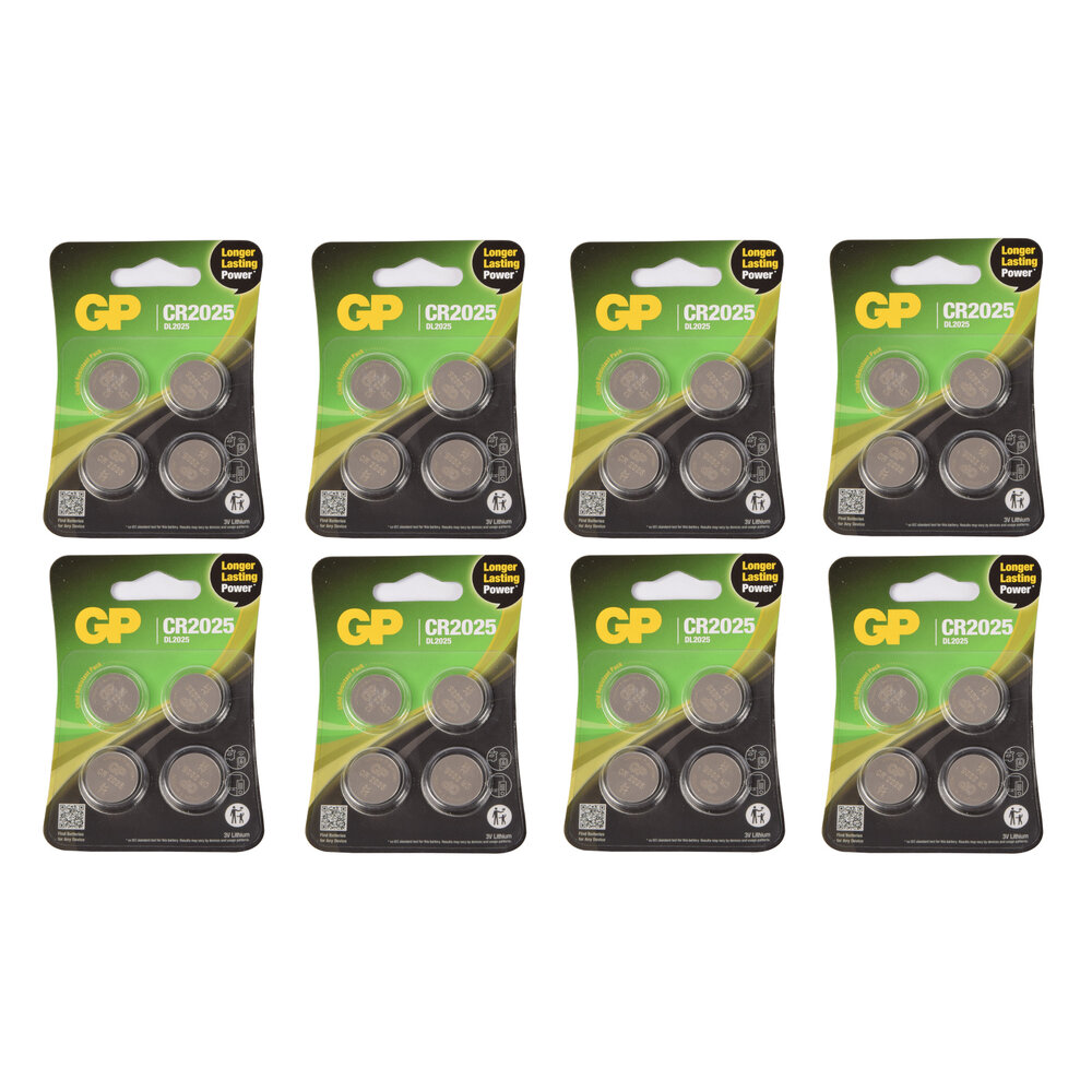 Discountershop Set of 8 Packages with 4 Pieces CR2025 3V Button Cell Batteries | 32 Batteries for Electronics and DIY Jobs with Lithium Technology Discountershop Set of 8 Packages with 4 Pieces CR2025 3V Button Cell Batteries | 32 Batteries for Electronics and DIY Jobs with Lithium Technology