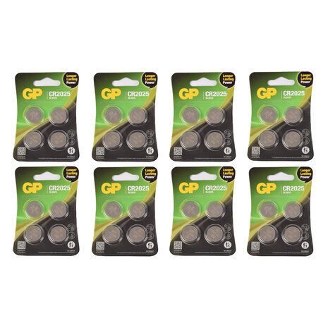 Discountershop Set of 8 Packages with 4 Pieces CR2025 3V Button Cell Batteries | 32 Batteries for Electronics and DIY Jobs with Lithium Technology Discountershop Set of 8 Packages with 4 Pieces CR2025 3V Button Cell Batteries | 32 Batteries for Electronics and DIY Jobs with Lithium Technology
