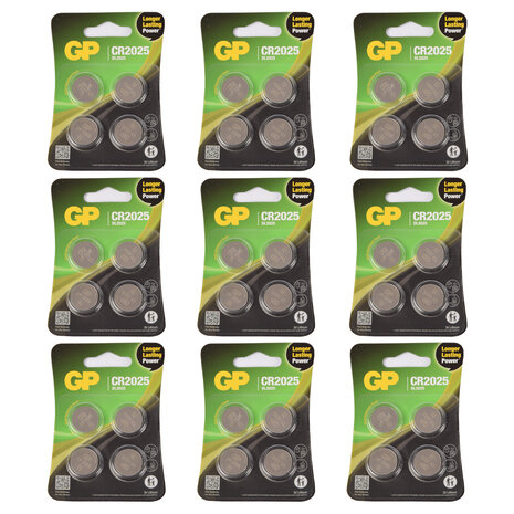 Discountershop Set of 9 Packages with 4 Pieces CR2025 3V Button Cell Batteries - 36 Batteries with Lithium Technology for Electronics and DIY Jobs Discountershop Set of 9 Packages with 4 Pieces CR2025 3V Button Cell Batteries - 36 Batteries with Lithium Technology for Electronics and DIY Jobs