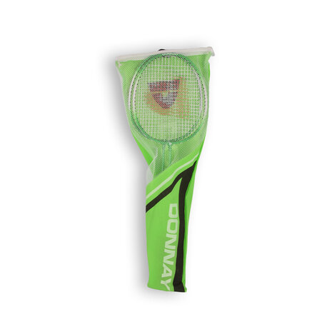 Discountershop Badminton Set for 2 Players – 2 Green 65 cm Speed Badminton Rackets, 3 Shuttlecocks and Carry Bag for Gardens, Beaches and Camping
