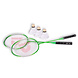 Discountershop Badminton Set for 2 Players – 2 Green 65 cm Speed Badminton Rackets, 3 Shuttlecocks and Carry Bag for Gardens, Beaches and Camping