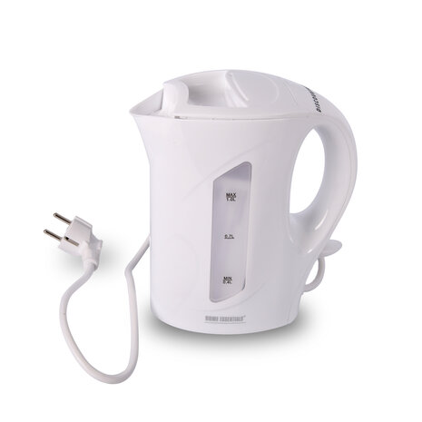 Discountershop Energy-Efficient White Kettle | 1 Liter Capacity | Quick Boil 900 Watt | Cool Touch Handle | BPA-Free and Auto Shut-Off | Compact Design for Home and Travel