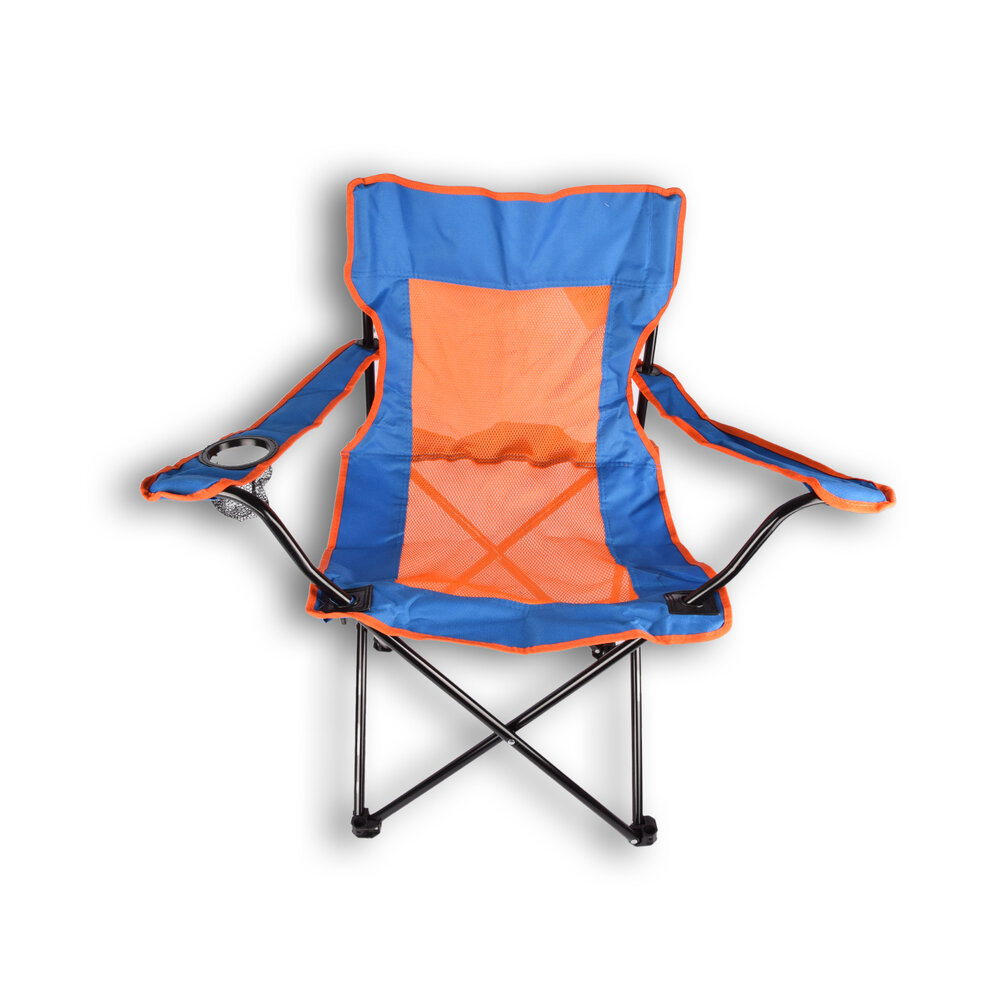 Discountershop Camping chair | chair | Foldable chair | Blue & Orange | Folding chair | Camping chair | Seat height 40 cm | Outdoor chair | 50cm x 50cm x 80cm