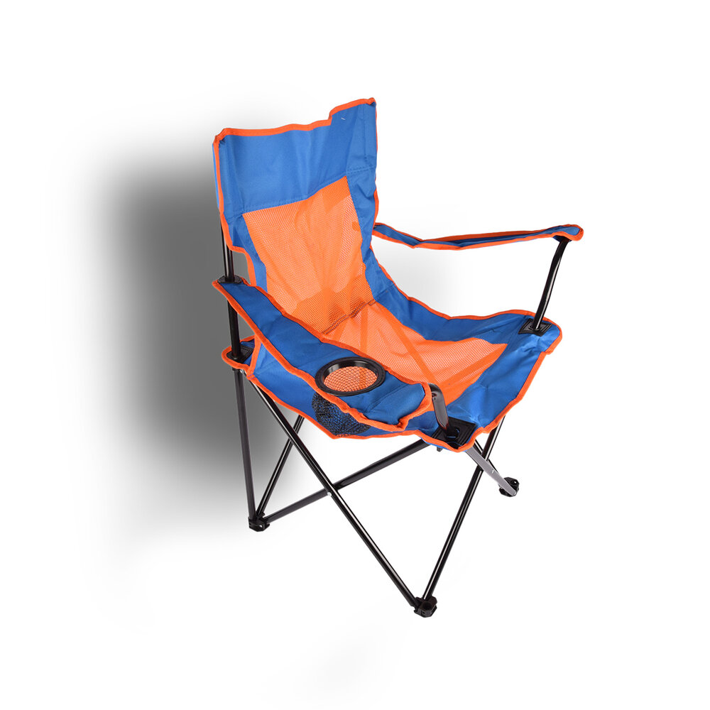 Discountershop Camping chair | chair | Foldable chair | Blue & Orange | Folding chair | Camping chair | Seat height 40 cm | Outdoor chair | 50cm x 50cm x 80cm