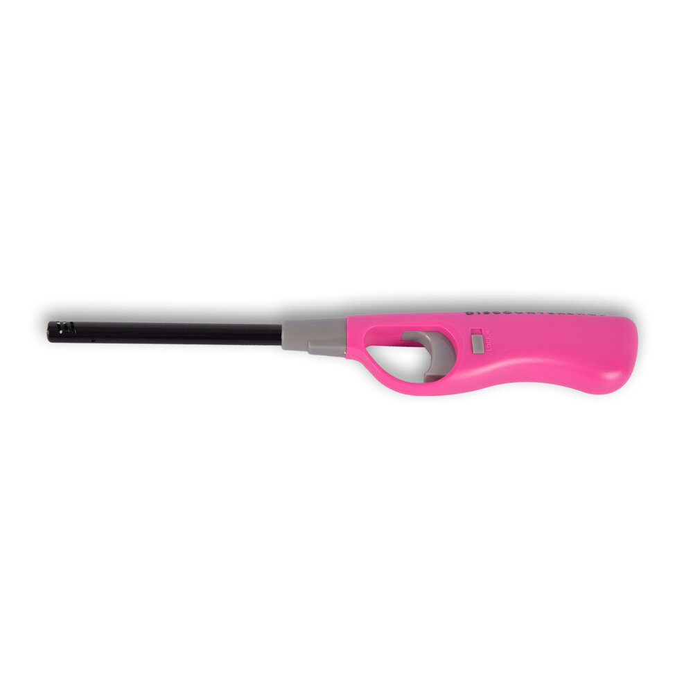 Discountershop Gasaansteker met Kinderslot 26 cm voor BBQ, Keuken, Kaarsen en Kamperen met Lange Hals - Roze