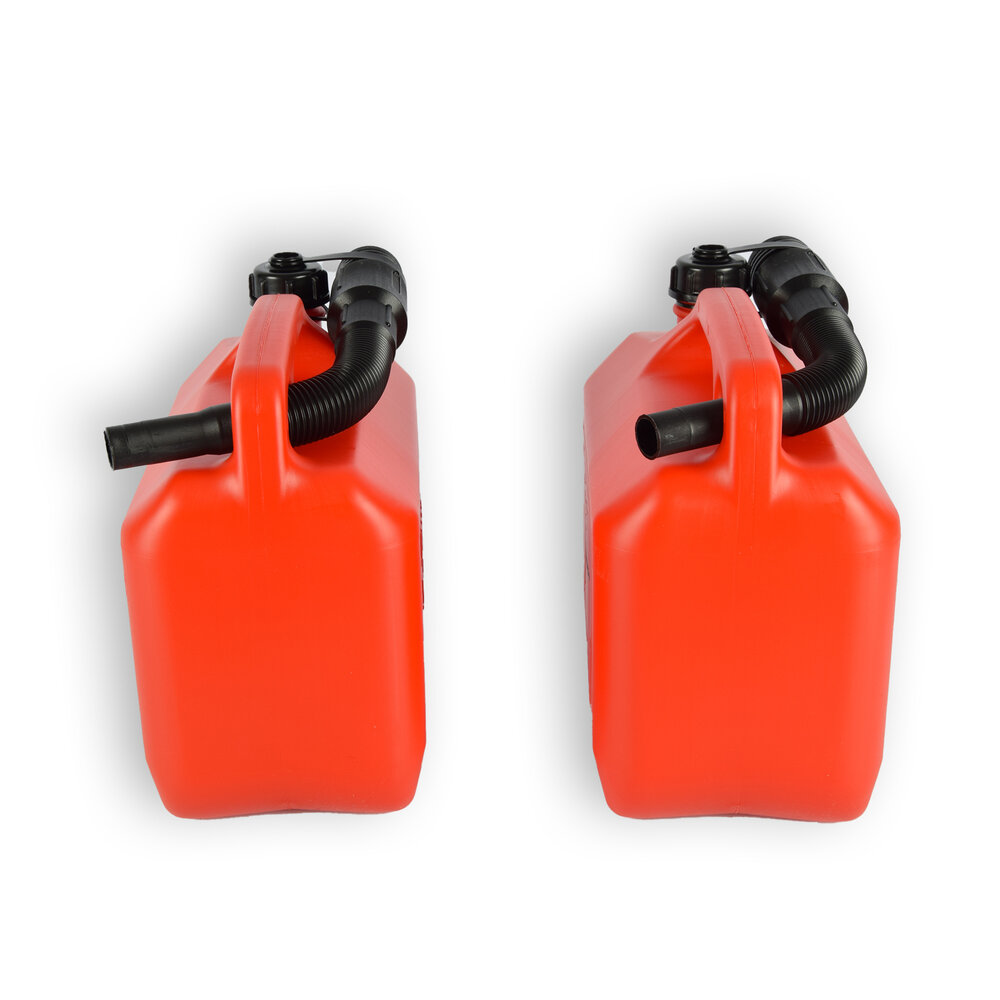 Discountershop Fuel Jerry Can 5 Liter - Set of 2 - Red Gasoline Can with Pouring Spout - Plastic Plastic Jerry Can with Lockable Hood Discountershop Fuel Jerry Can 5 Liter - Set of 2 - Red Gasoline Can with Pouring Spout - Plastic Plastic Jerry Can with Lockable Hood