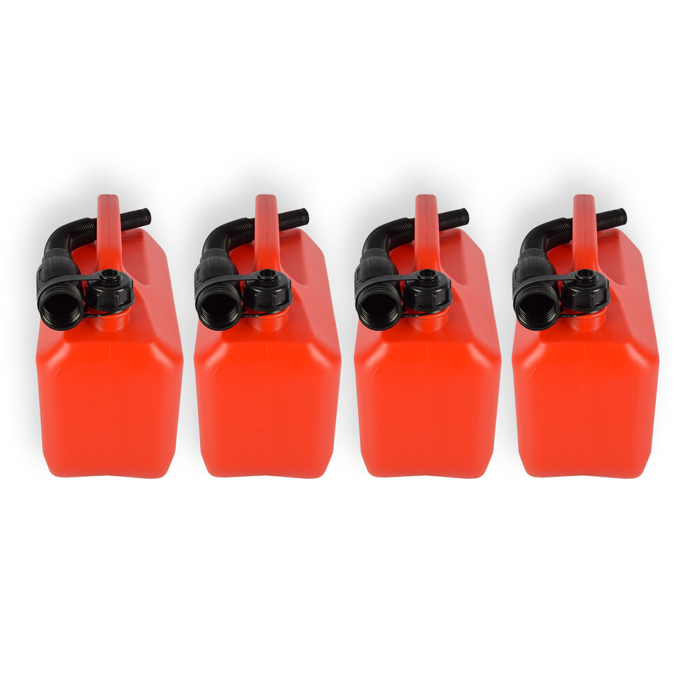 Discountershop 4x Jerrycan 5 Liter met Schenktuit & Afsluitbaar Deksel -  Polyethylene Benzinekan -  Goedkope Autogereedschappen