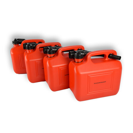 Discountershop 4x Jerrycan 5 Liter met Schenktuit & Afsluitbaar Deksel -  Polyethylene Benzinekan -  Goedkope Autogereedschappen
