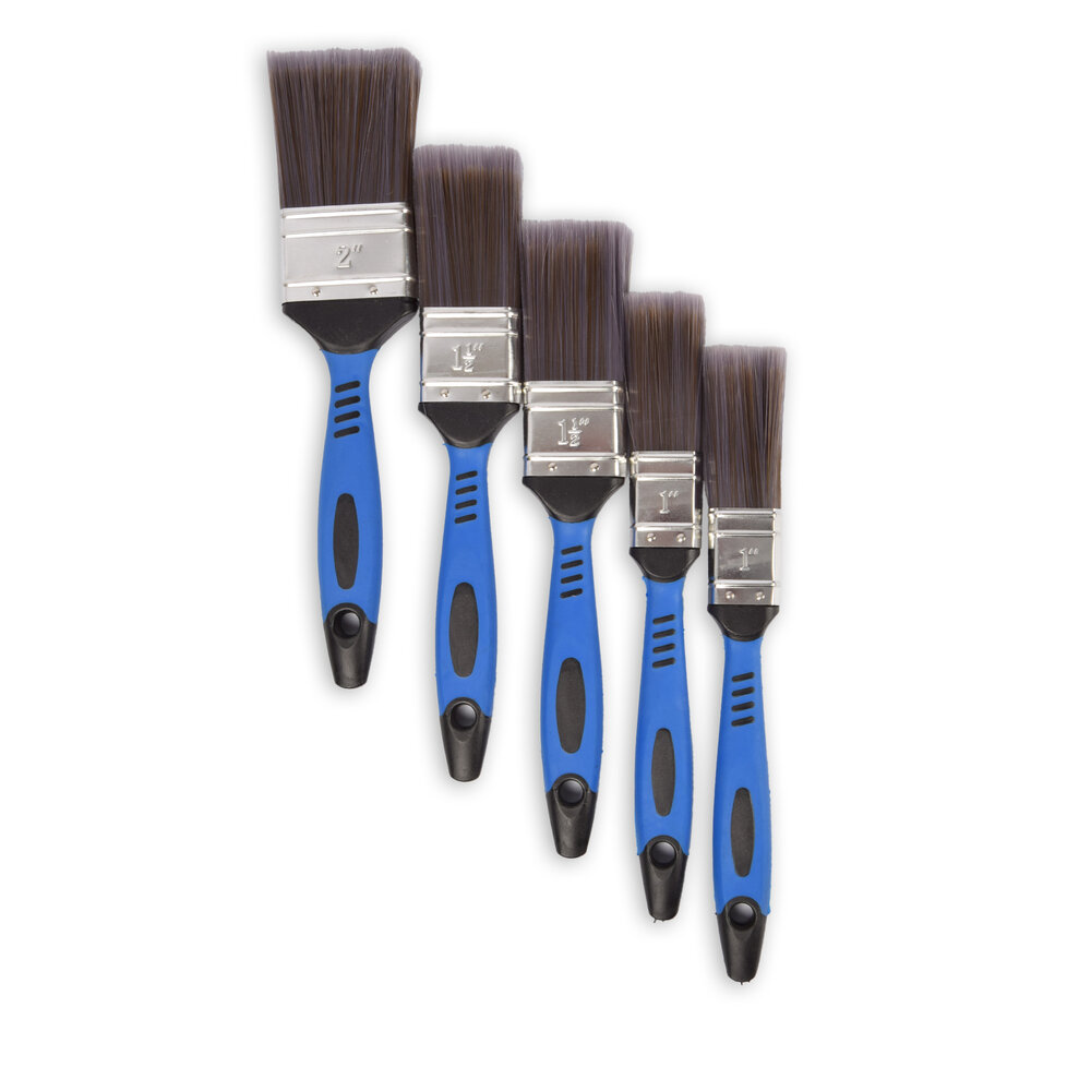 Discountershop 1 set x 5 stuks | Kwastenset | blauw/grijs/zilver | Kwasten | plastic | Verfkwasten | Schilderkwasten | 27cm*12cm*3.5cm