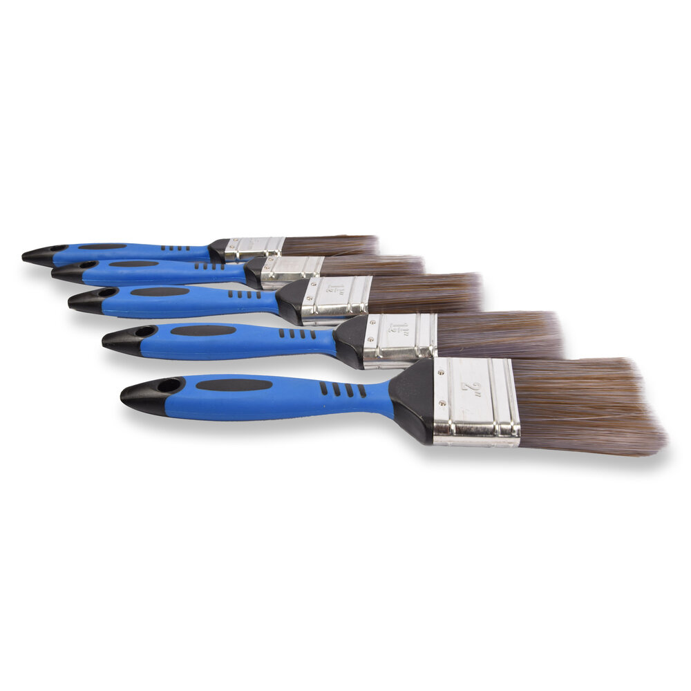 Discountershop 1 set x  5 pieces | Brush set | blue/gray/silver | Tassels | plastic | Paint brushes | Painting brushes | 27cm*12cm*3.5cm