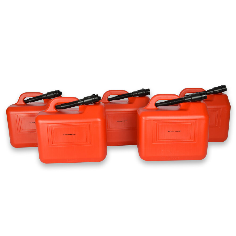 Discountershop 5x | Jerrykan | with funnel | Red | Polyethylene | with lockable hood | 20 liters | Gasoline can | Jerrycan holder | 38cm*22cm37cm Discountershop 5x | Jerrykan | with funnel | Red | Polyethylene | with lockable hood | 20 liters | Gasoline can | Jerrycan holder | 38cm*22cm37cm