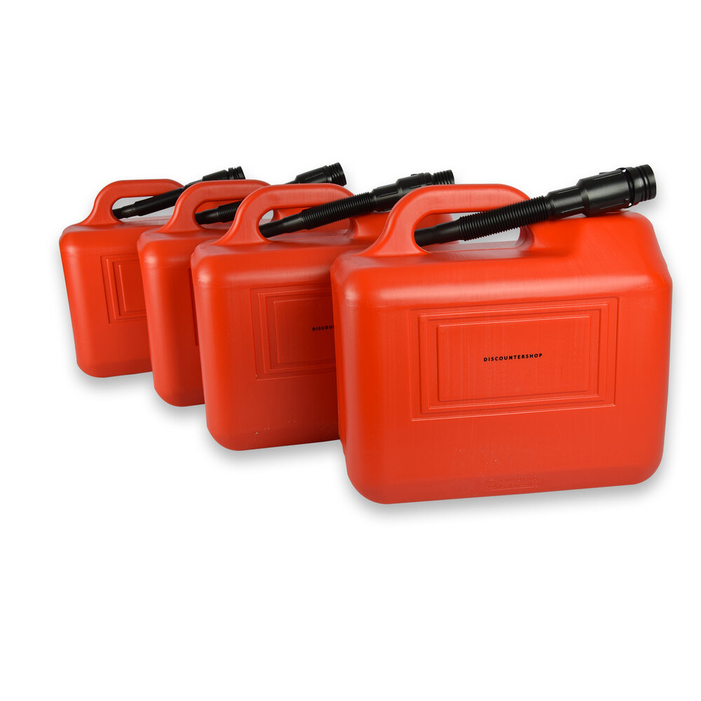 Discountershop 4x | Jerrykan | with funnel | Red | Polyethylene | with lockable hood | 20 liters | Gasoline can | Jerrycan holder | 38cm*22cm37cm Discountershop 4x | Jerrykan | with funnel | Red | Polyethylene | with lockable hood | 20 liters | Gasoline can | Jerrycan holder | 38cm*22cm37cm