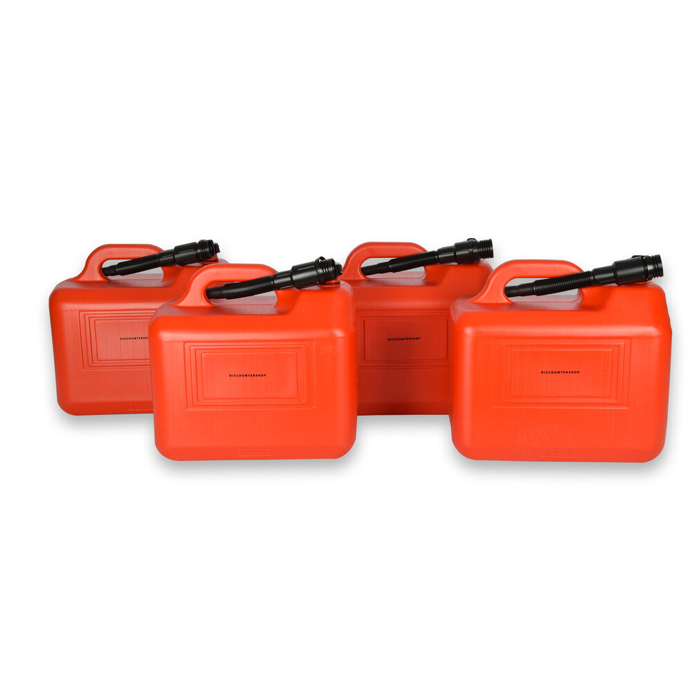 Discountershop 4x | Jerrykan | met trechter | Rood | Polyethylene | met afsluitbare kap | 20 liter | Benzinekan | Jerrycanhouder | 38cm*22cm37cm Discountershop 4x | Jerrykan | met trechter | Rood | Polyethylene | met afsluitbare kap | 20 liter | Benzinekan | Jerrycanhouder | 38cm*22cm37cm