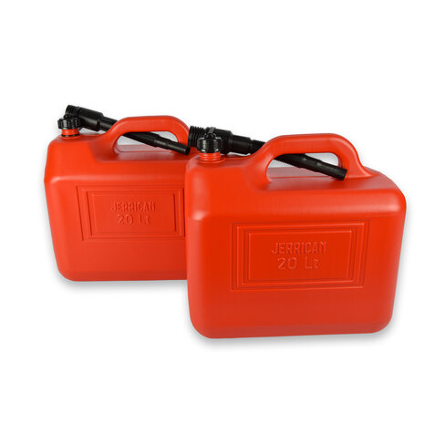 Discountershop 2x | Jerrykan | with funnel | Red | Polyethylene | with lockable hood | 20 liters | Gasoline can | Jerrycan holder | 38cm*22cm37cm Discountershop 2x | Jerrykan | with funnel | Red | Polyethylene | with lockable hood | 20 liters | Gasoline can | Jerrycan holder | 38cm*22cm37cm