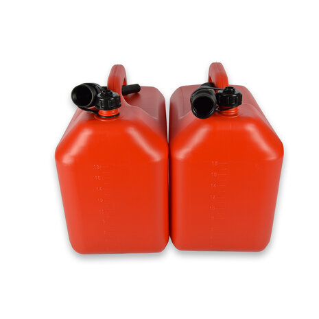 Discountershop 2x | Jerrykan | with funnel | Red | Polyethylene | with lockable hood | 20 liters | Gasoline can | Jerrycan holder | 38cm*22cm37cm Discountershop 2x | Jerrykan | with funnel | Red | Polyethylene | with lockable hood | 20 liters | Gasoline can | Jerrycan holder | 38cm*22cm37cm