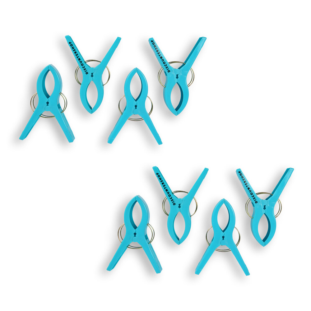 Discountershop 2setsx4pcs - total - 8 pcs | Towel clips | blue | Towel clips | Towel pegs | Towel hooks | 15cm*10cm*3cm Discountershop 2setsx4pcs - total - 8 pcs | Towel clips | blue | Towel clips | Towel pegs | Towel hooks | 15cm*10cm*3cm