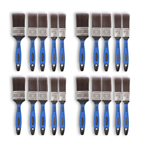 Discountershop 4set x 5pcs | Kwastenset | blauw/grijs/zilver | Kwasten | plastic | Verfkwasten | Schilderkwasten | 27cm*12cm*3.5cm Discountershop 4set x 5pcs | Kwastenset | blauw/grijs/zilver | Kwasten | plastic | Verfkwasten | Schilderkwasten | 27cm*12cm*3.5cm