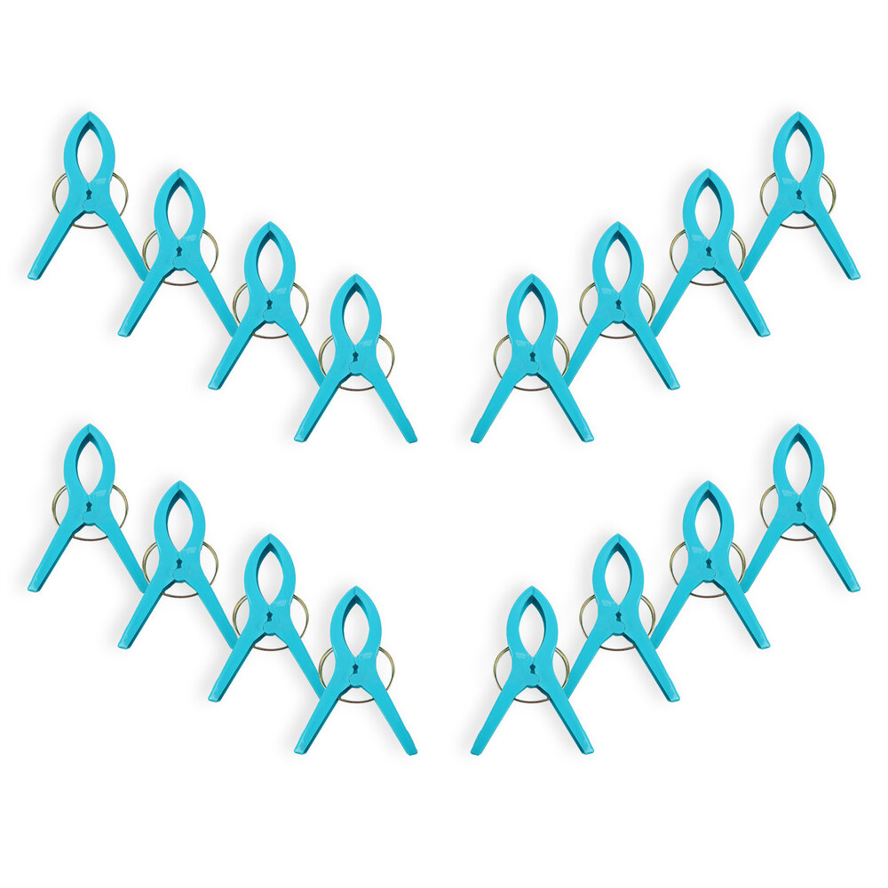 Discountershop 4setsx4pcs - in total - 16 pieces | Towel clips | blue | Towel clips | Towel pegs | Towel hooks | 15cm*10cm*3cm