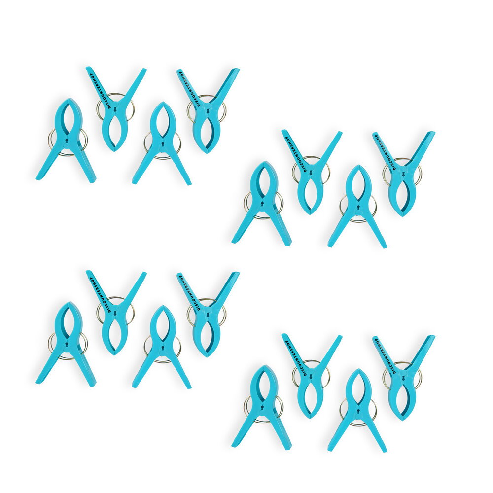 Discountershop 4setsx4pcs - in total - 16 pieces | Towel clips | blue | Towel clips | Towel pegs | Towel hooks | 15cm*10cm*3cm