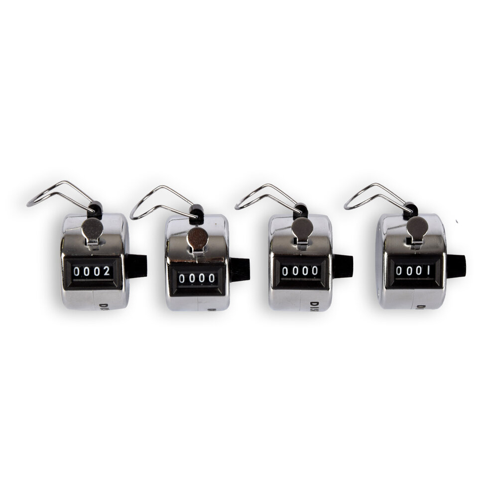 Discountershop 4x | Hand counter | Counter | Tally Counter | 45g | analog| metal | With thumb ring for easy use | 5.5x3cm