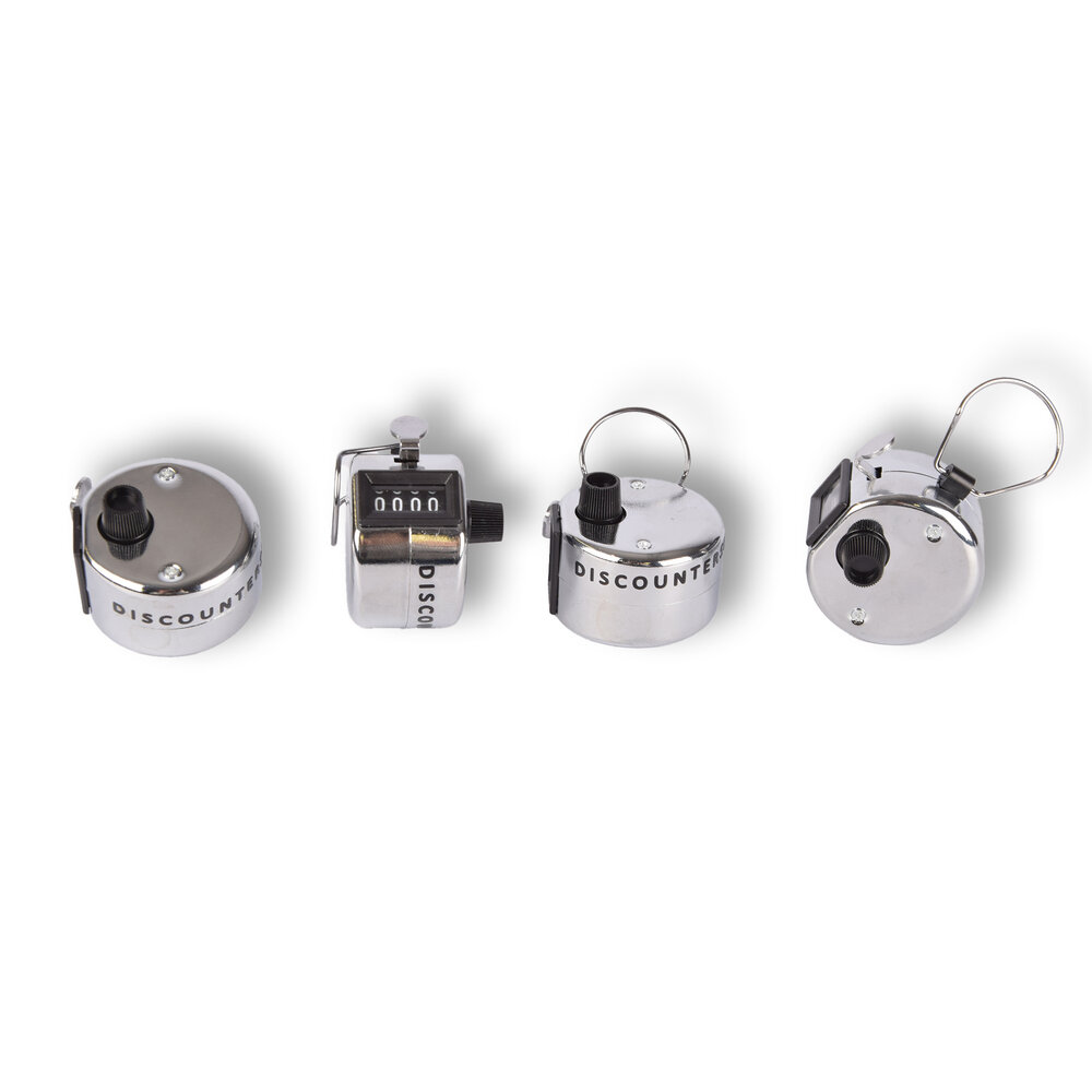 Discountershop 4x | Hand counter | Counter | Tally Counter | 45g | analog| metal | With thumb ring for easy use | 5.5x3cm