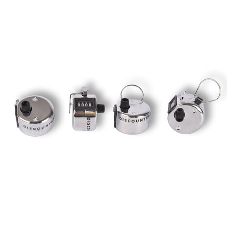 Discountershop 4x | Hand counter | Counter | Tally Counter | 45g | analog| metal | With thumb ring for easy use | 5.5x3cm