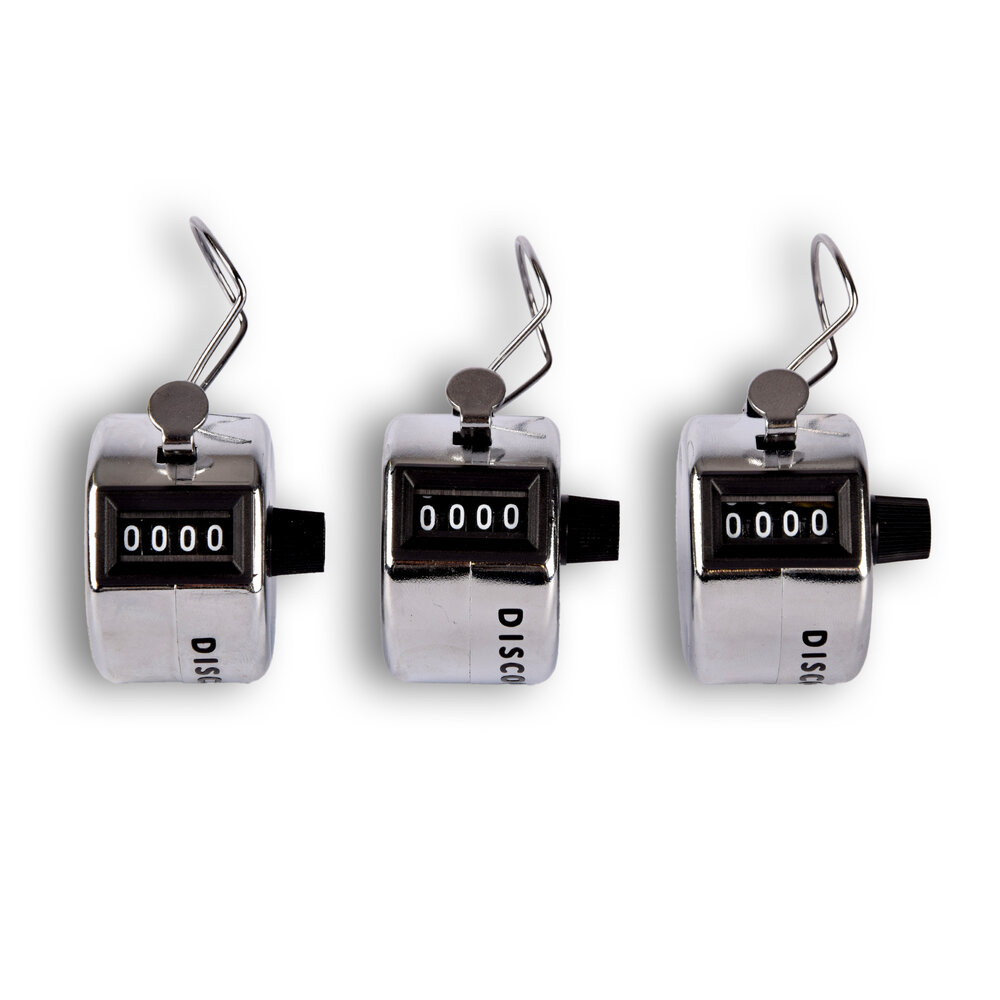 Discountershop 3x | Handteller | Teller | Tally Counter | 45g | analog| metaal | Met duimring voor gemakkelijk gebruik | 5.5x3cm