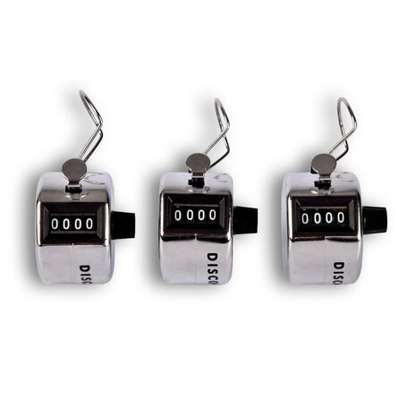 Discountershop 3x | Handteller | Teller | Tally Counter | 45g | analog| metaal | Met duimring voor gemakkelijk gebruik | 5.5x3cm