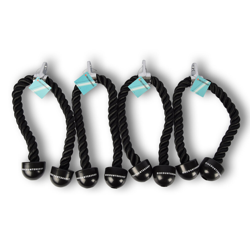 Discountershop 4 pieces | Triceps rope | Cable rope for triceps | length: 70cm | Pull cord for multi-gym station | Triceps cable | Triceps cord | Triceps exercise rope | Maximum load: 200 kg