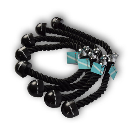 Discountershop 4 stuks | Triceps-touw | Kabeltouw voor triceps | lengte: 70cm | Trekkoord voor Krachtstation | Tricepskabel | Tricepskoord | Tricepsoefeningstouw | Maximale belasting: 200 kg