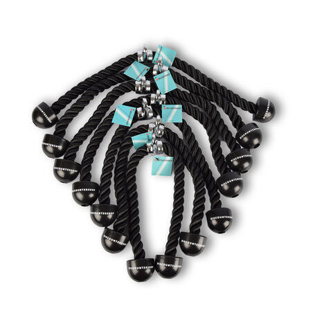 Discountershop 7 stuks | Triceps-touw | zwart | Kabeltouw voor triceps | Trekkoord voor Krachtstation | Tricepskabel | Tricepskoord | Maximale belasting: 200 kg | (lengte/breedte): 5/6,5 cm Discountershop 7 stuks | Triceps-touw | zwart | Kabeltouw voor triceps | Trekkoord voor Krachtstation | Tricepskabel | Tricepskoord | Maximale belasting: 200 kg | (lengte/breedte): 5/6,5 cm