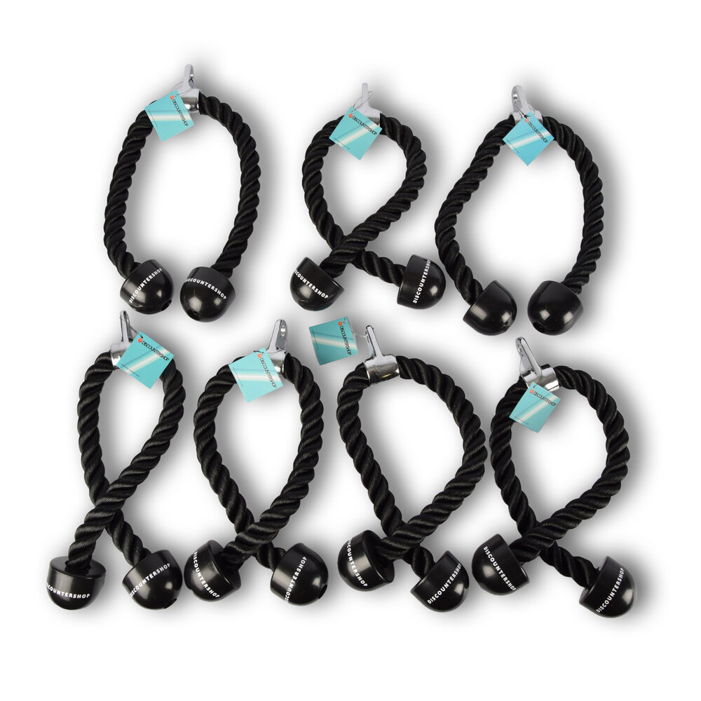 Discountershop 7 pieces | Triceps rope | black | Cable rope for triceps | Pull cord for multi-gym station | Triceps cable | Triceps cord | Maximum load: 200 kg | (length/width): 5/6.5 cm Discountershop 7 pieces | Triceps rope | black | Cable rope for triceps | Pull cord for multi-gym station | Triceps cable | Triceps cord | Maximum load: 200 kg | (length/width): 5/6.5 cm