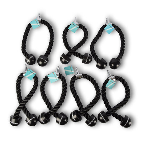 Discountershop 7 pieces | Triceps rope | black | Cable rope for triceps | Pull cord for multi-gym station | Triceps cable | Triceps cord | Maximum load: 200 kg | (length/width): 5/6.5 cm Discountershop 7 pieces | Triceps rope | black | Cable rope for triceps | Pull cord for multi-gym station | Triceps cable | Triceps cord | Maximum load: 200 kg | (length/width): 5/6.5 cm