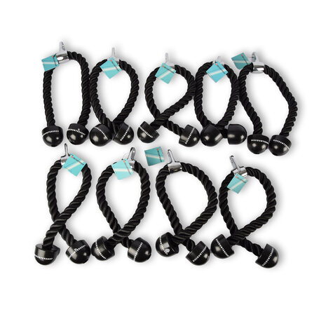 Discountershop 9 pieces | Triceps rope | black | Cable rope for triceps | Pull cord for multi-gym station | Triceps cable | Triceps cord | Maximum load: 200 kg | (length/width): 5/6.5 cm Discountershop 9 pieces | Triceps rope | black | Cable rope for triceps | Pull cord for multi-gym station | Triceps cable | Triceps cord | Maximum load: 200 kg | (length/width): 5/6.5 cm