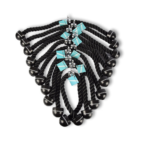 Discountershop 10 pieces | Triceps rope | black | Cable rope for triceps | Pull cord for multi-gym station | Triceps cable | Triceps cord | Maximum load: 200 kg | (length/width): 5/6.5 cm