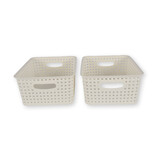 Discountershop 2x | Rattan Basket | storage box | White | Plastic | Basket | 5 liters | Storage basket | Storage basket | 25.5cm*19.5cm*10.5cm Discountershop 2x | Rattan Basket | storage box | White | Plastic | Basket | 5 liters | Storage basket | Storage basket | 25.5cm*19.5cm*10.5cm