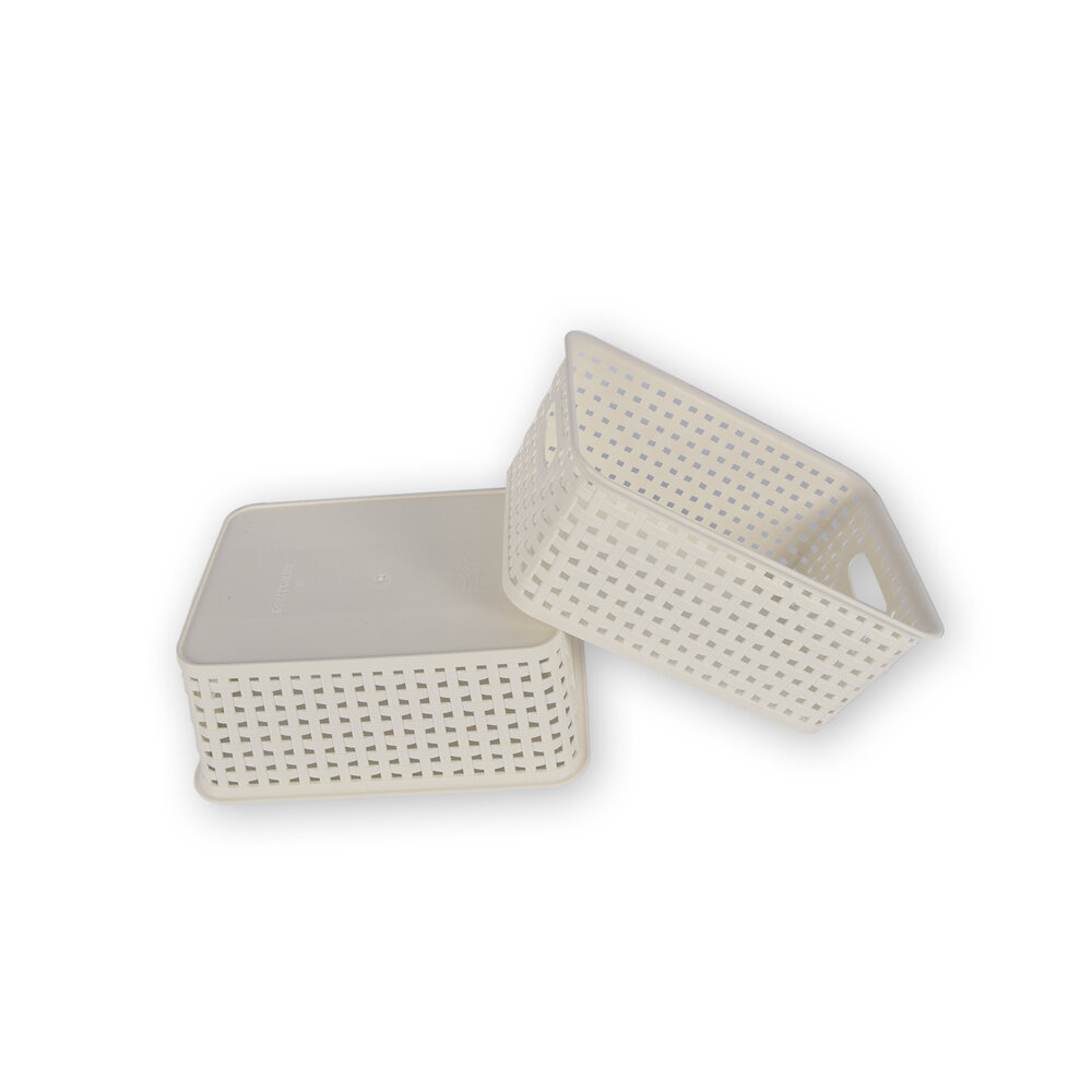 Discountershop 2x | Rattan Mandje | opbergbox | Wit | Kunstsof | Mandje | 5 liter | Opbergmandje | Opbergmand | 25.5cm*19.5cm*10.5cm Discountershop 2x | Rattan Mandje | opbergbox | Wit | Kunstsof | Mandje | 5 liter | Opbergmandje | Opbergmand | 25.5cm*19.5cm*10.5cm