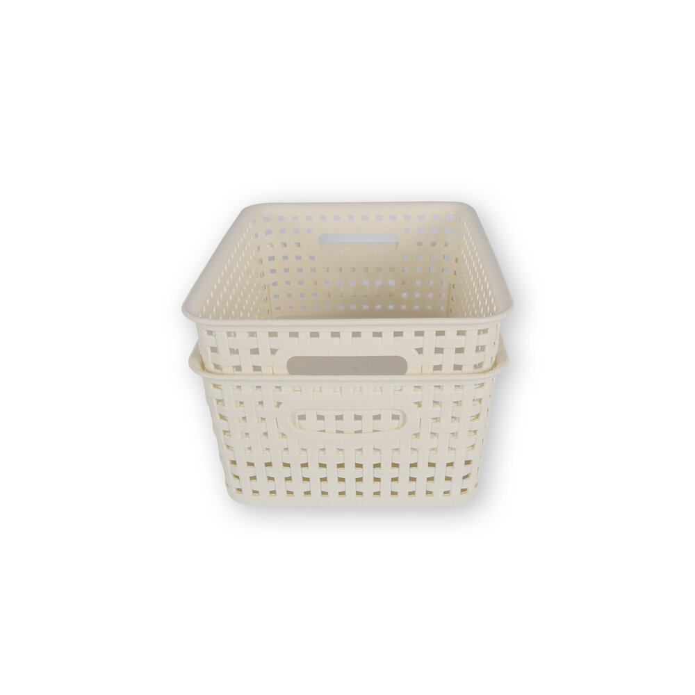 Discountershop 2x | Rattan Mandje | opbergbox | Wit | Kunstsof | Mandje | 5 liter | Opbergmandje | Opbergmand | 25.5cm*19.5cm*10.5cm Discountershop 2x | Rattan Mandje | opbergbox | Wit | Kunstsof | Mandje | 5 liter | Opbergmandje | Opbergmand | 25.5cm*19.5cm*10.5cm